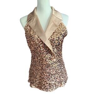 Grace Karin Sleeveless Rose Gold Top Sequins Medium
